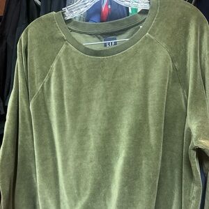 Gap Khaki Green Velour Sweat Suit Track Set MINT TOP AND BOTTOM